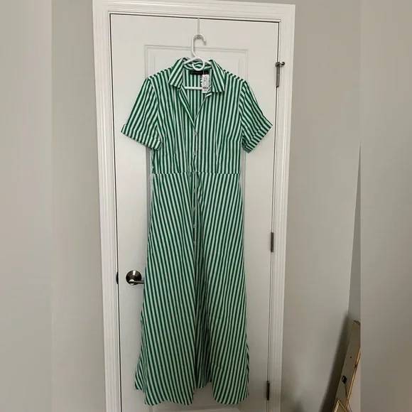 New York & Company | Dresses | New York Company Green Striped Maxi Dress |  Poshmark